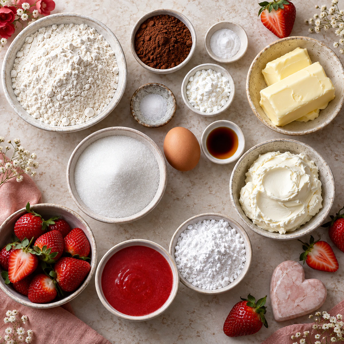 Exact measured ingredients for Strawberry Cheesecake Cookie Cups