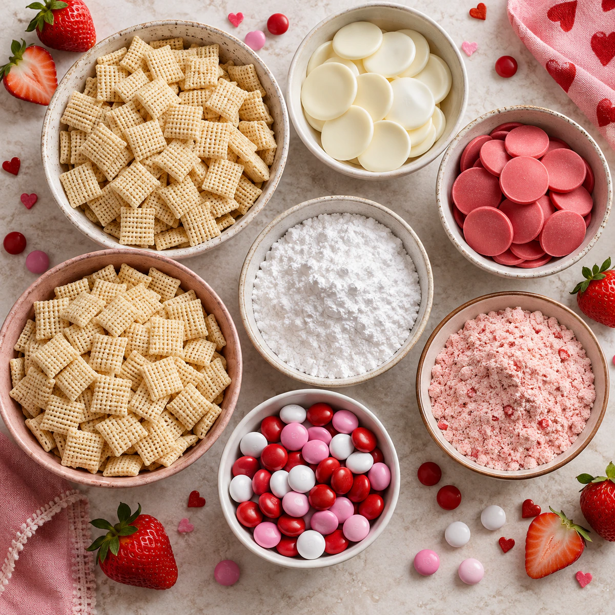 Exact measured ingredients for Valentine's Puppy Chow