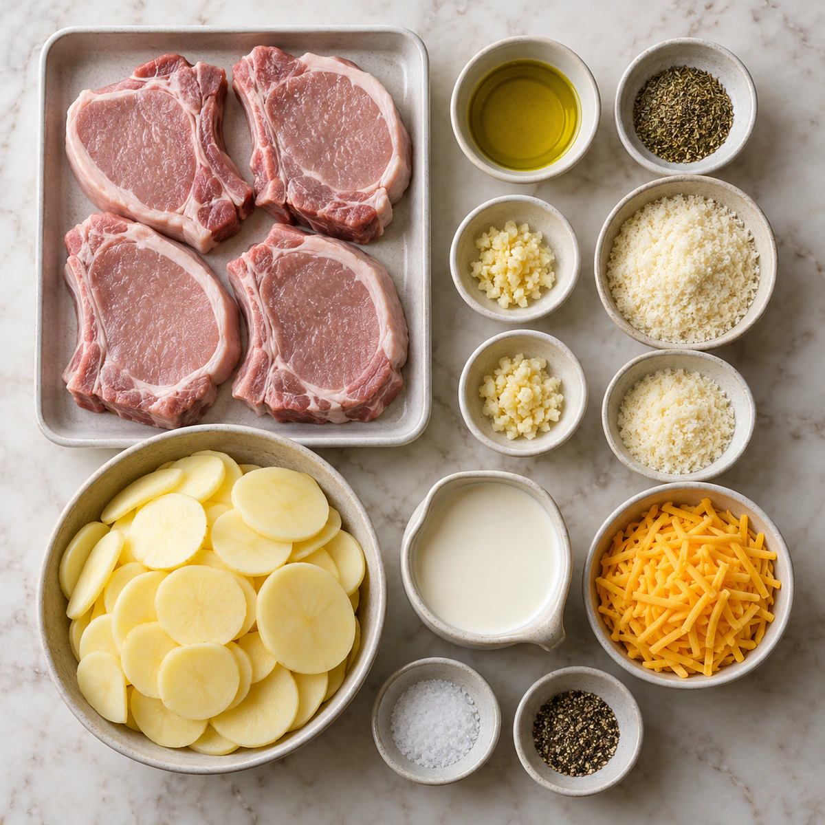 Exact measured ingredients for Garlic Parmesan Pork Chops
