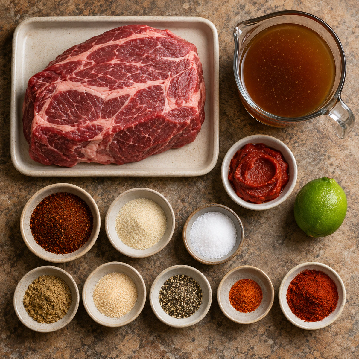 Exact measured ingredients for Mexican Shredded Beef