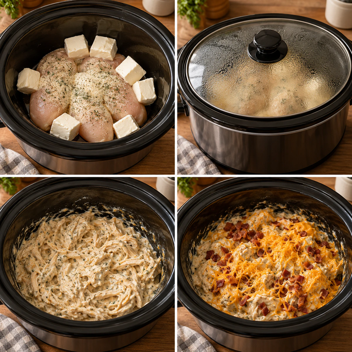 Four chronological preparation stages for Easy Comfort Meal