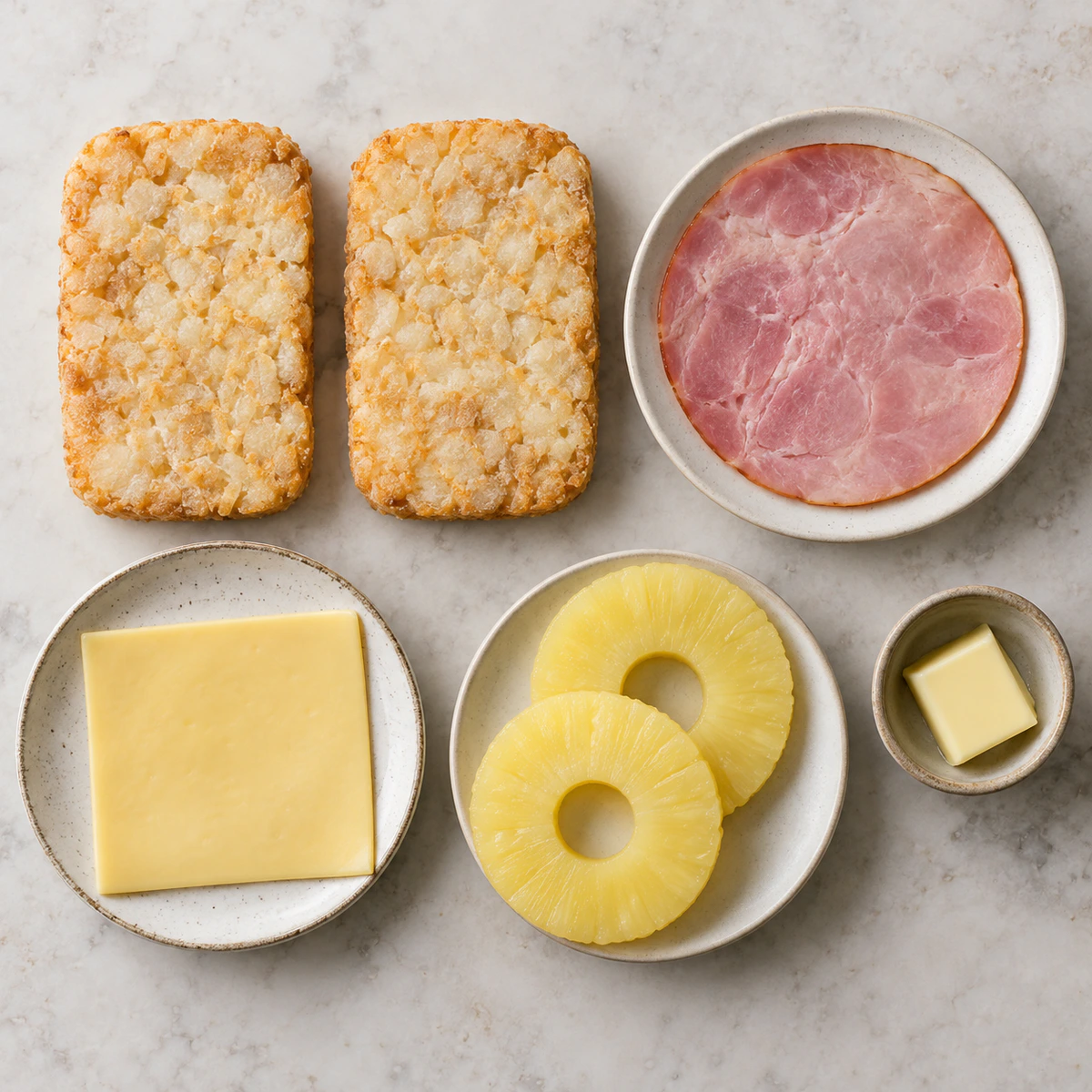Exact measured ingredients for Hawaiian Pizza Style Sandwich