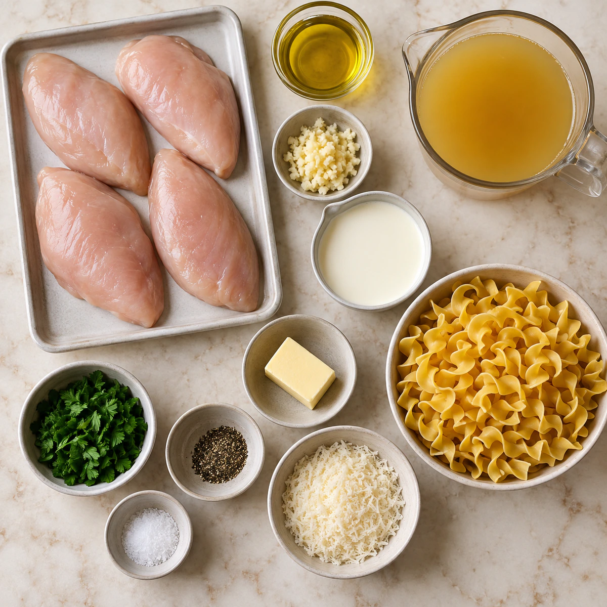 Exact measured ingredients for One Pan Chicken Noodles