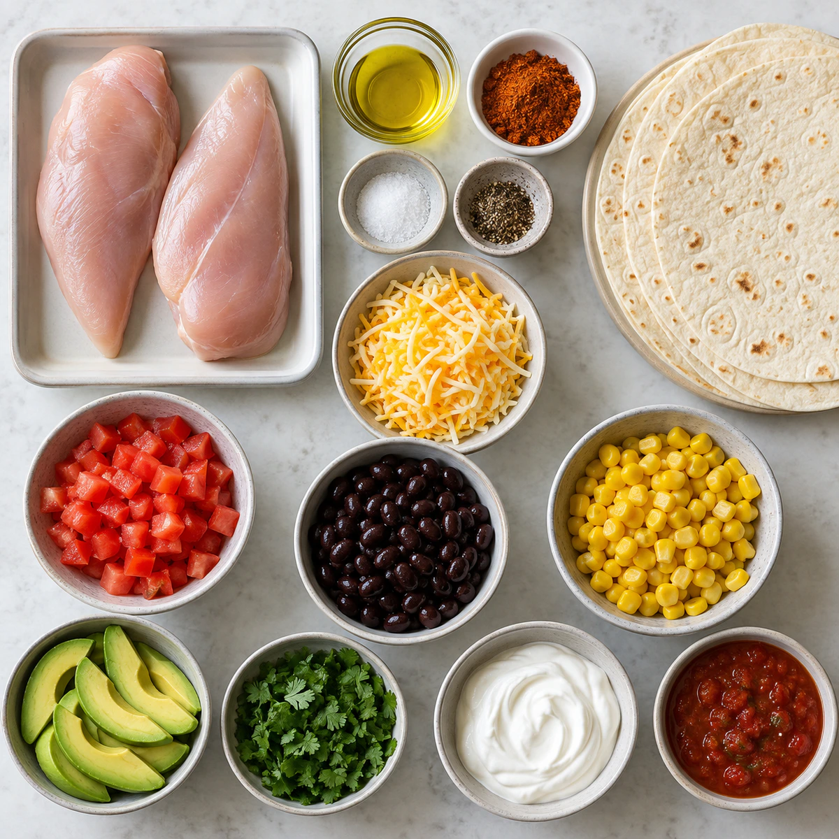 Exact measured ingredients for Southwestern Chicken Wrap