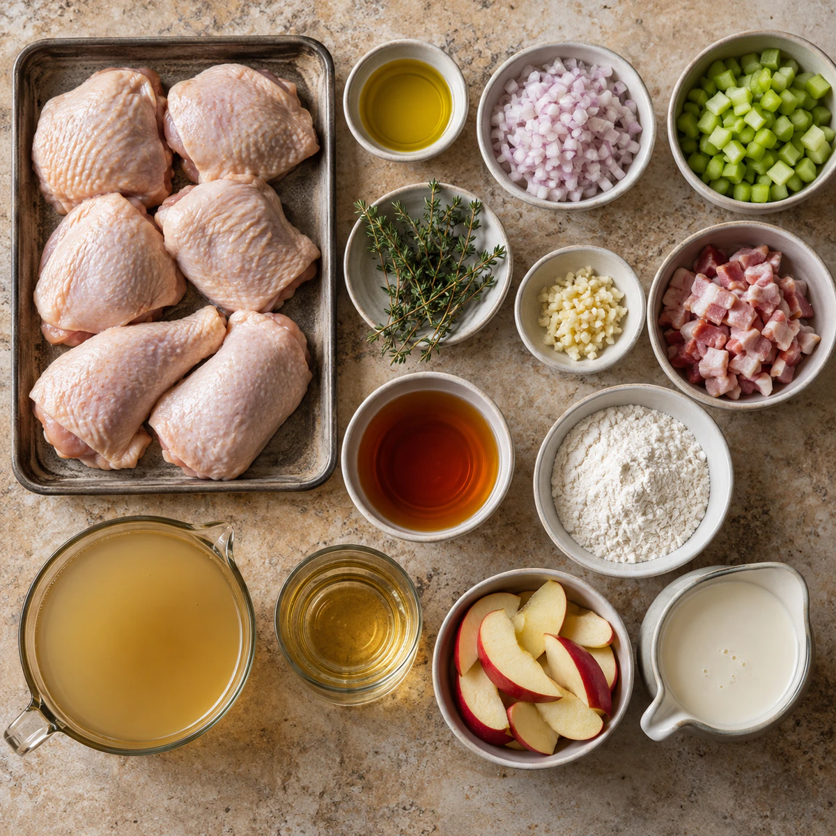 Exact measured ingredients for French Apple Cider Chicken