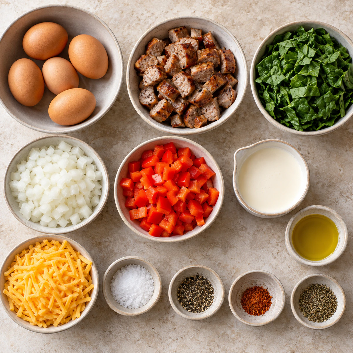 Exact measured ingredients for Simple Keto Breakfast Frittata