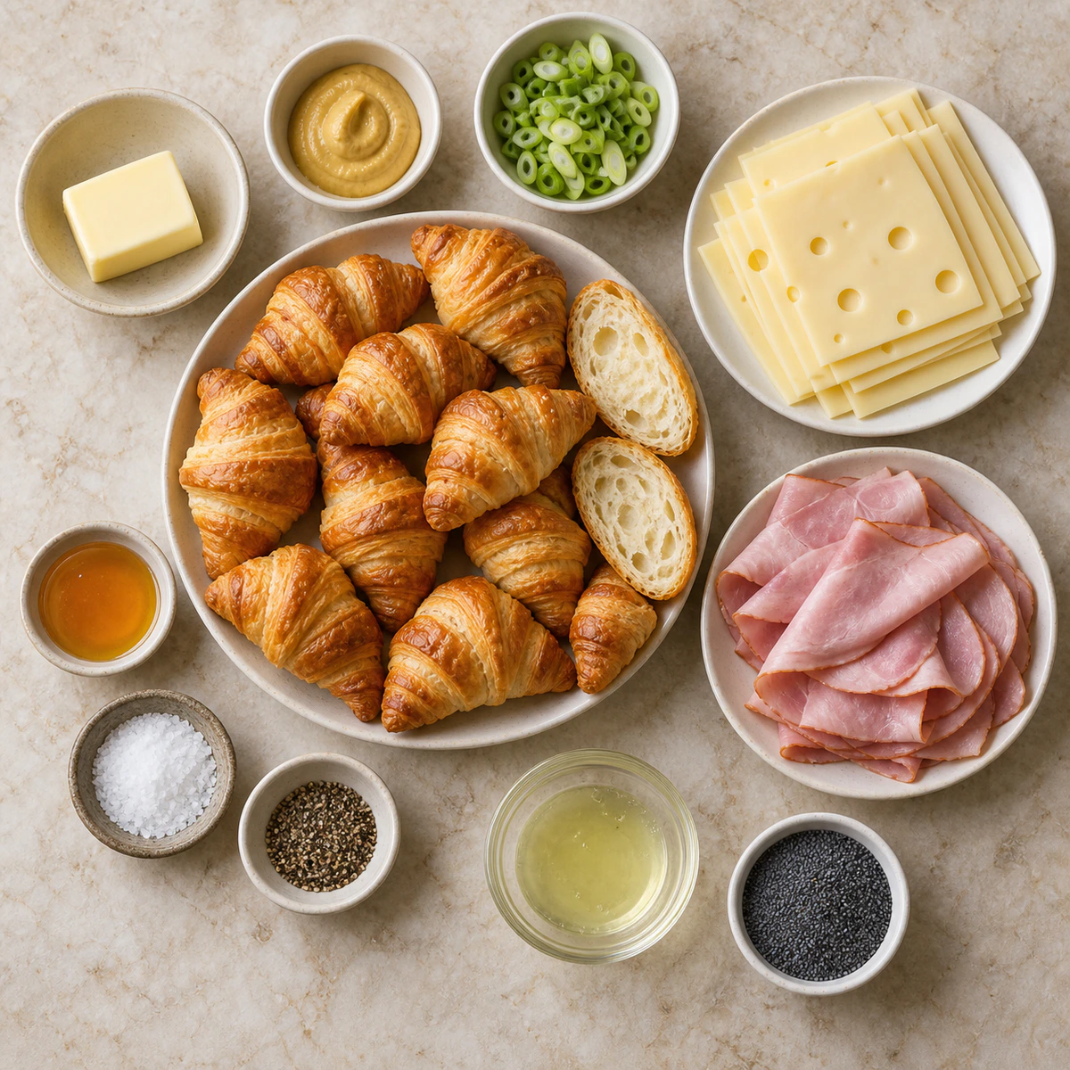 Exact measured ingredients for Ham and Cheese Croissant