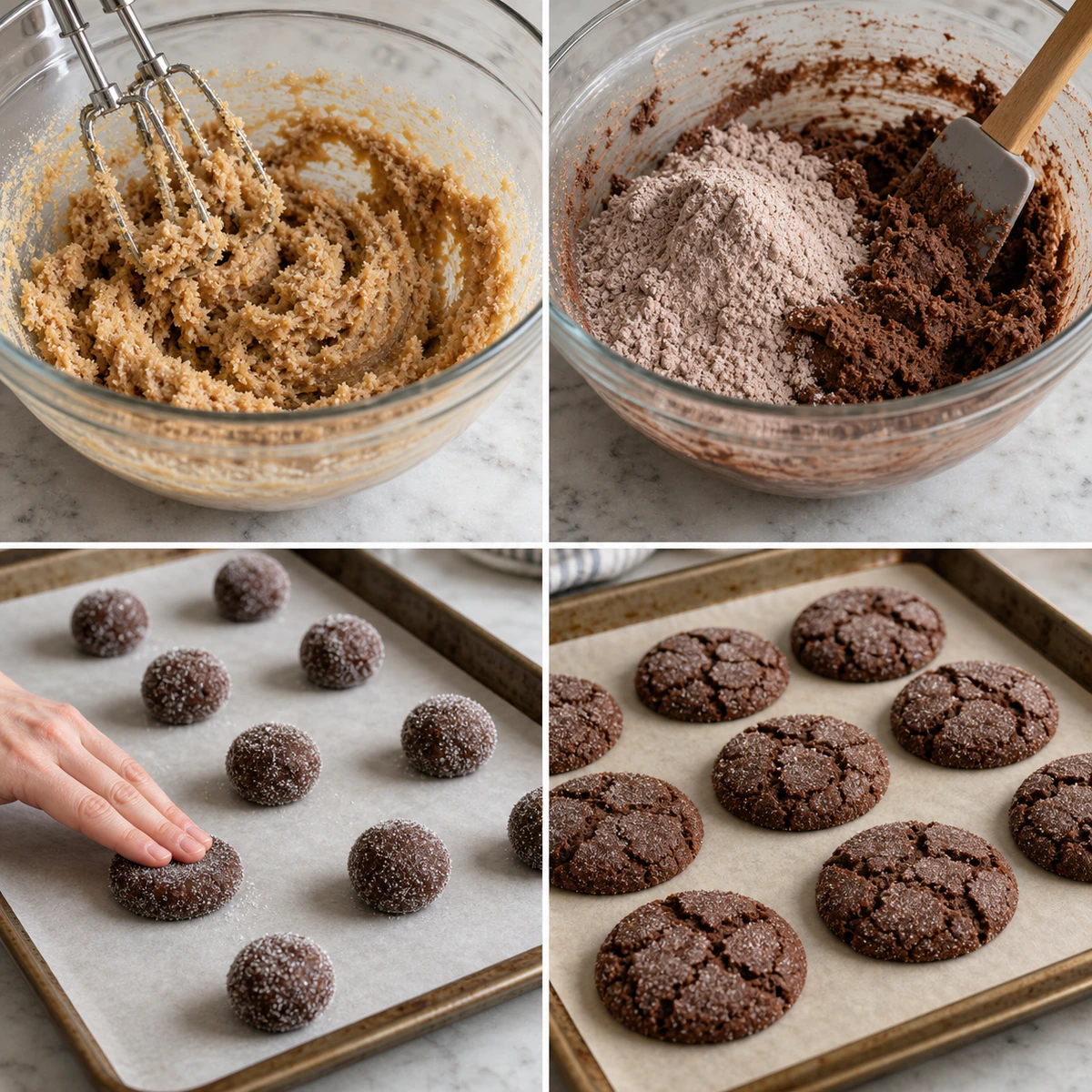 Four chronological preparation stages for Quick Chocolate Treat