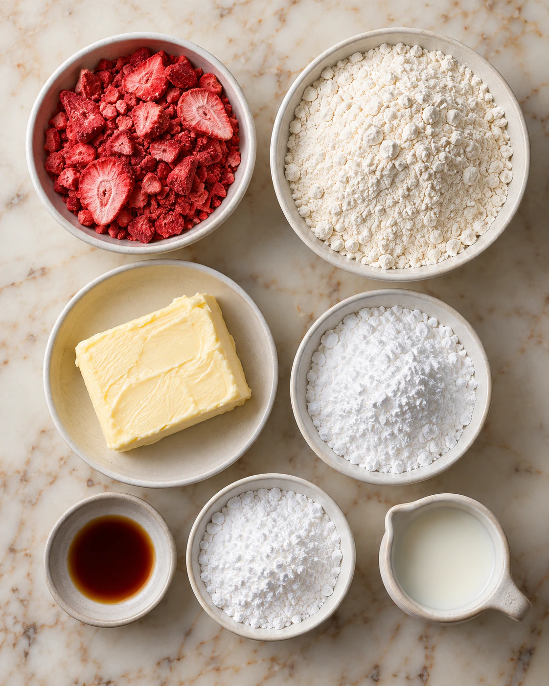 Exact measured ingredients for Strawberry Shortbread Cookies