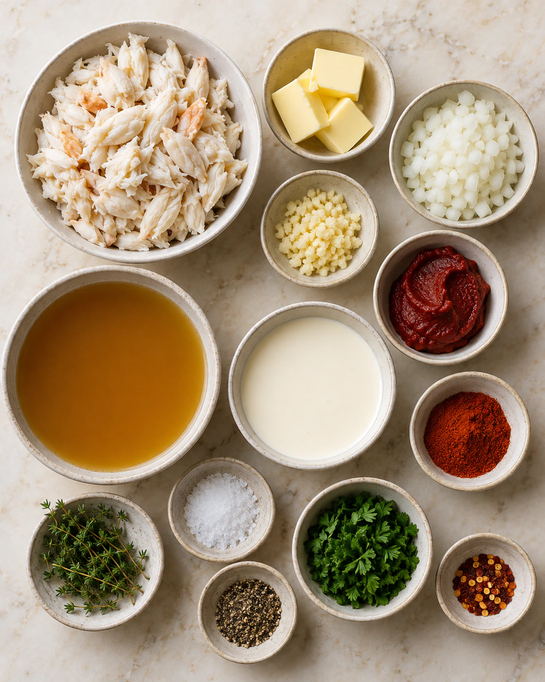 Exact measured ingredients for Creamy Seafood Bisque