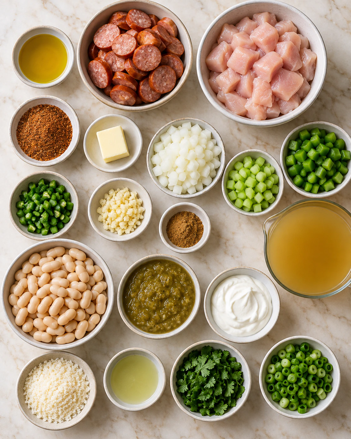 Exact measured ingredients for Creamy Cajun-Style Chili