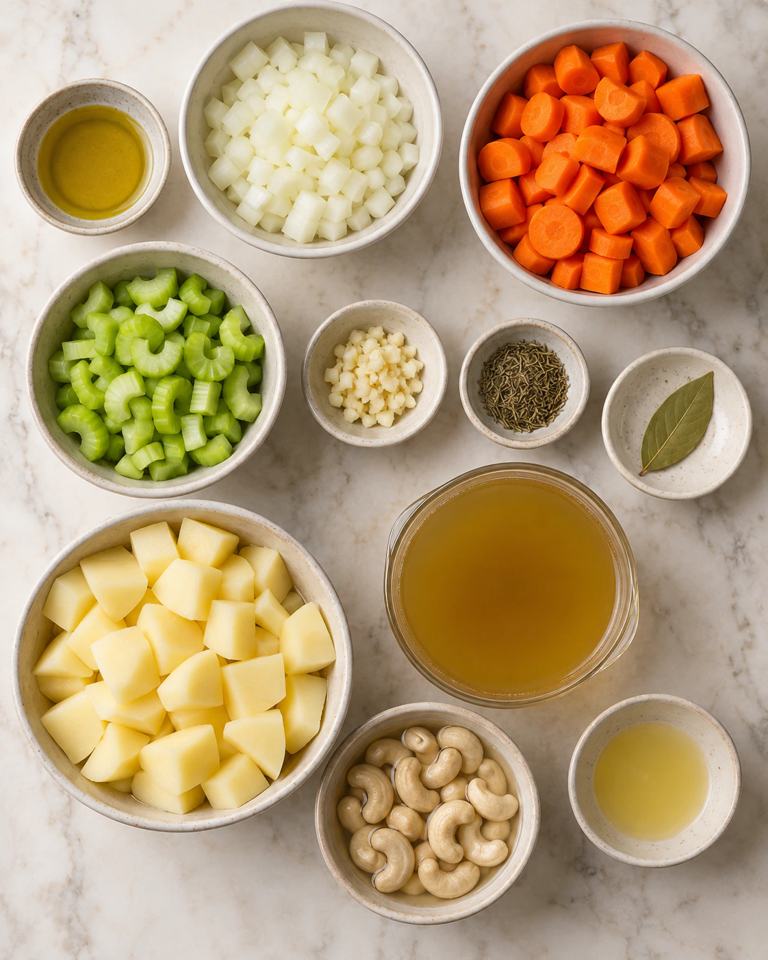 Exact measured ingredients for Creamy Vegan Vegetable Soup