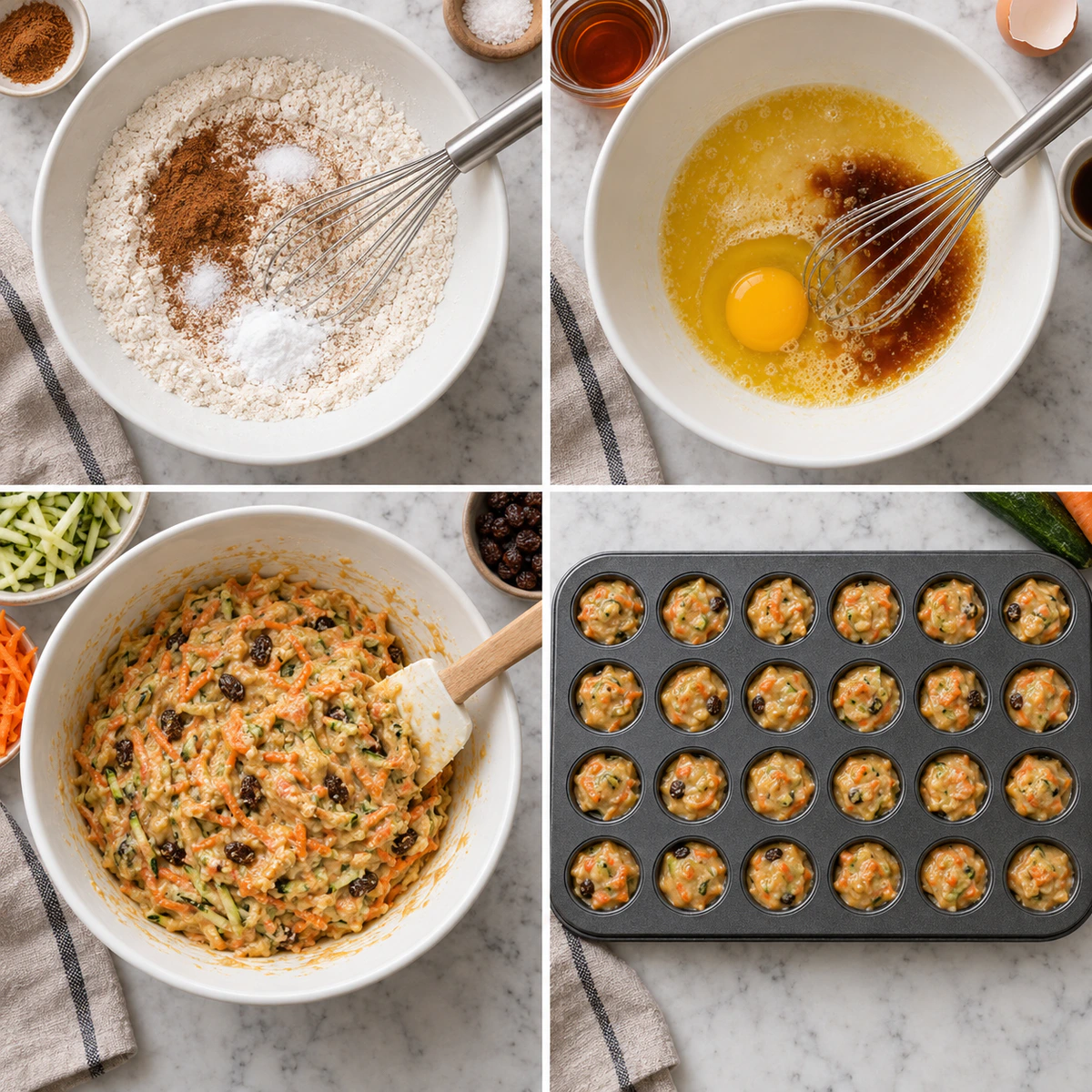 Four chronological preparation stages for Healthy Little Bites