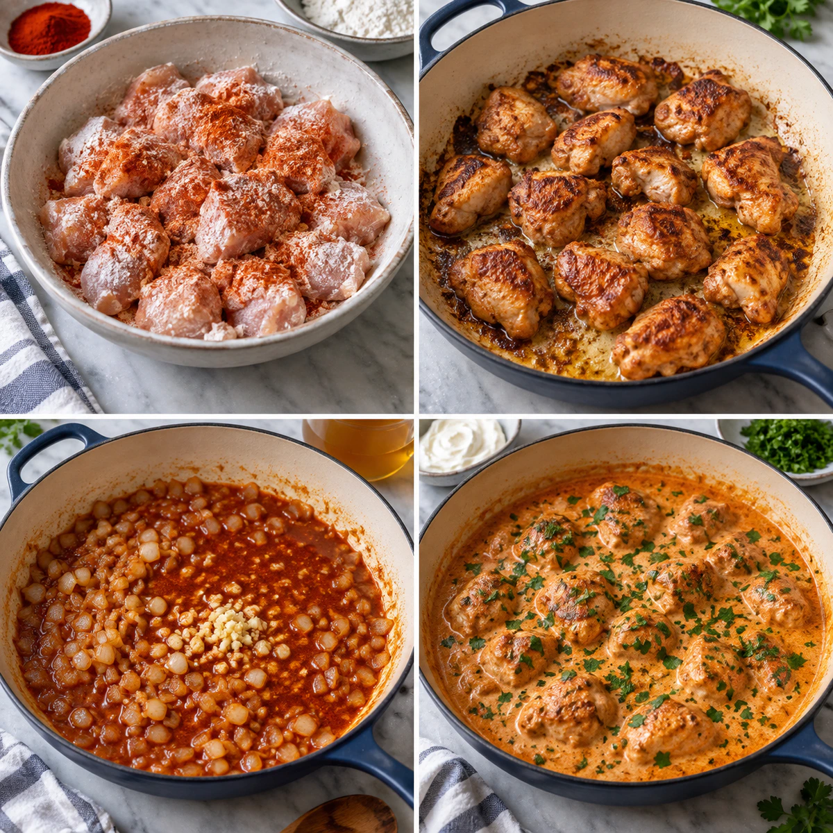 Four chronological preparation stages for Classic Hungarian Comfort