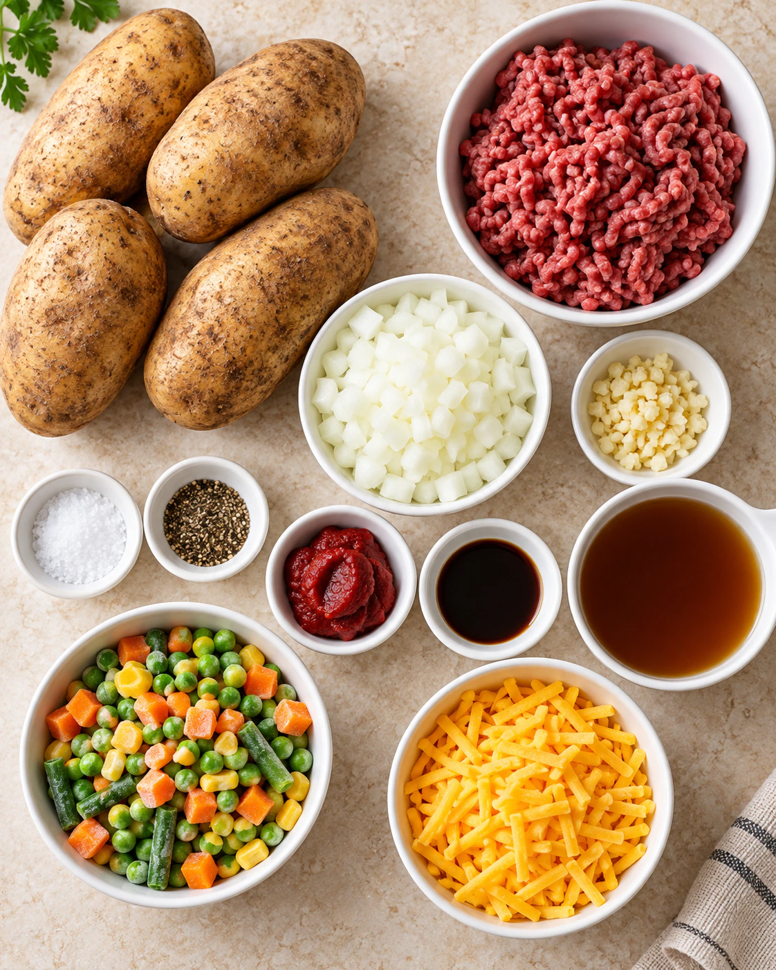 Exact measured ingredients for Loaded Comfort Meal