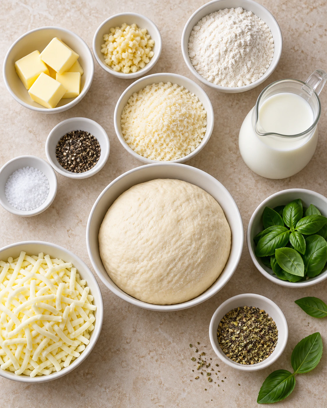 Exact measured ingredients for Creamy White Sauce Pizza