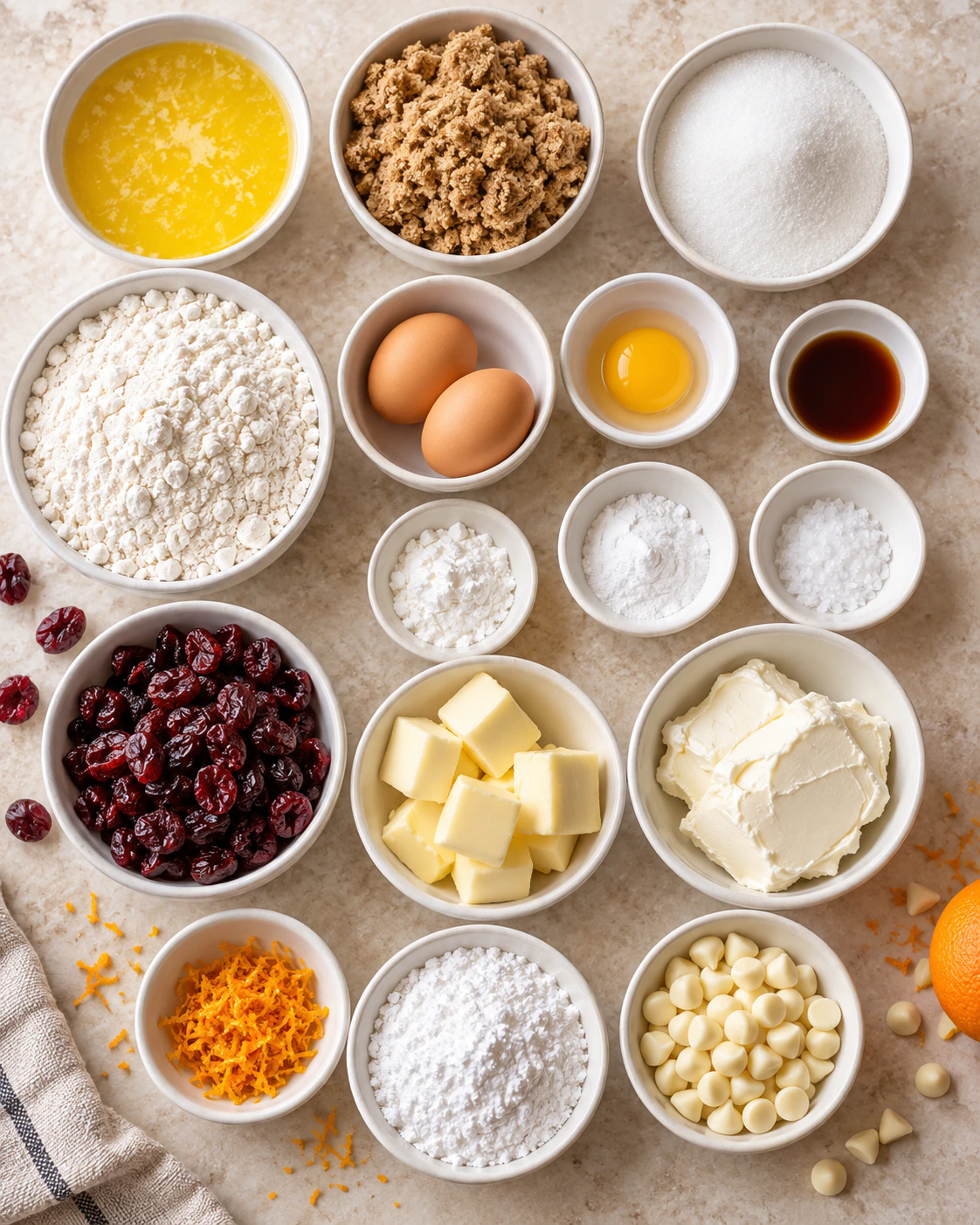 Exact measured ingredients for Cranberry Bliss Bars