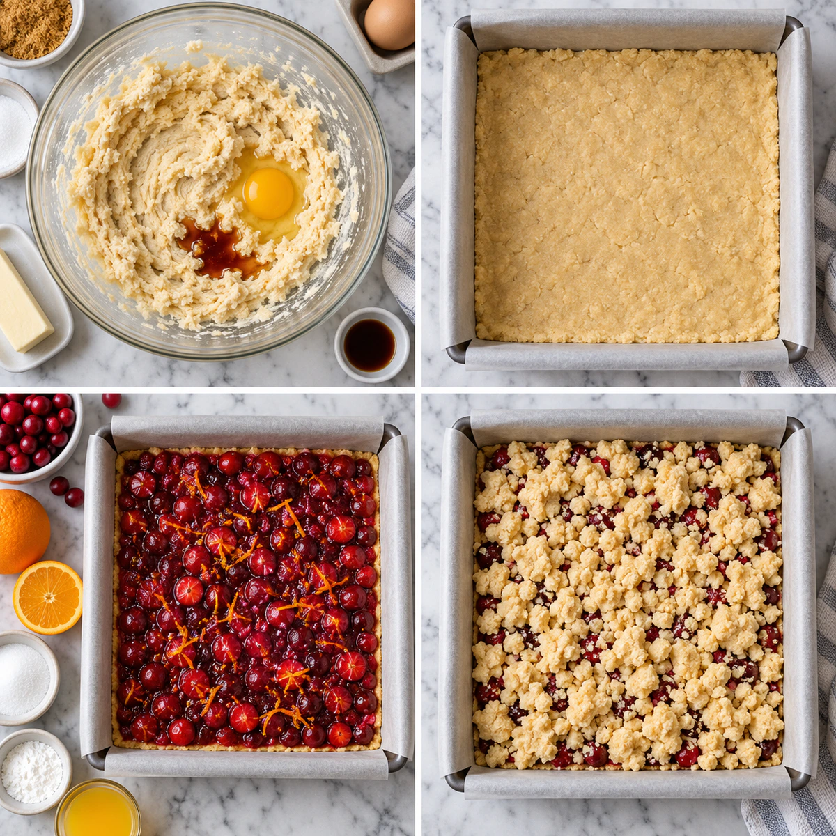 Four chronological preparation stages for Sweet Holiday Treat