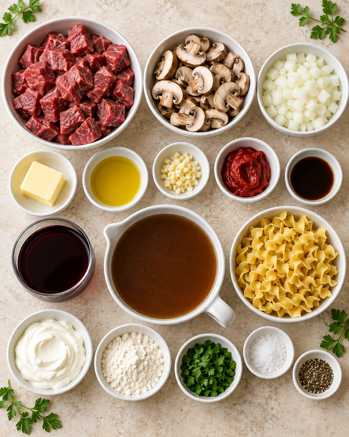 Exact measured ingredients for Rich Russian-Style Beef Soup