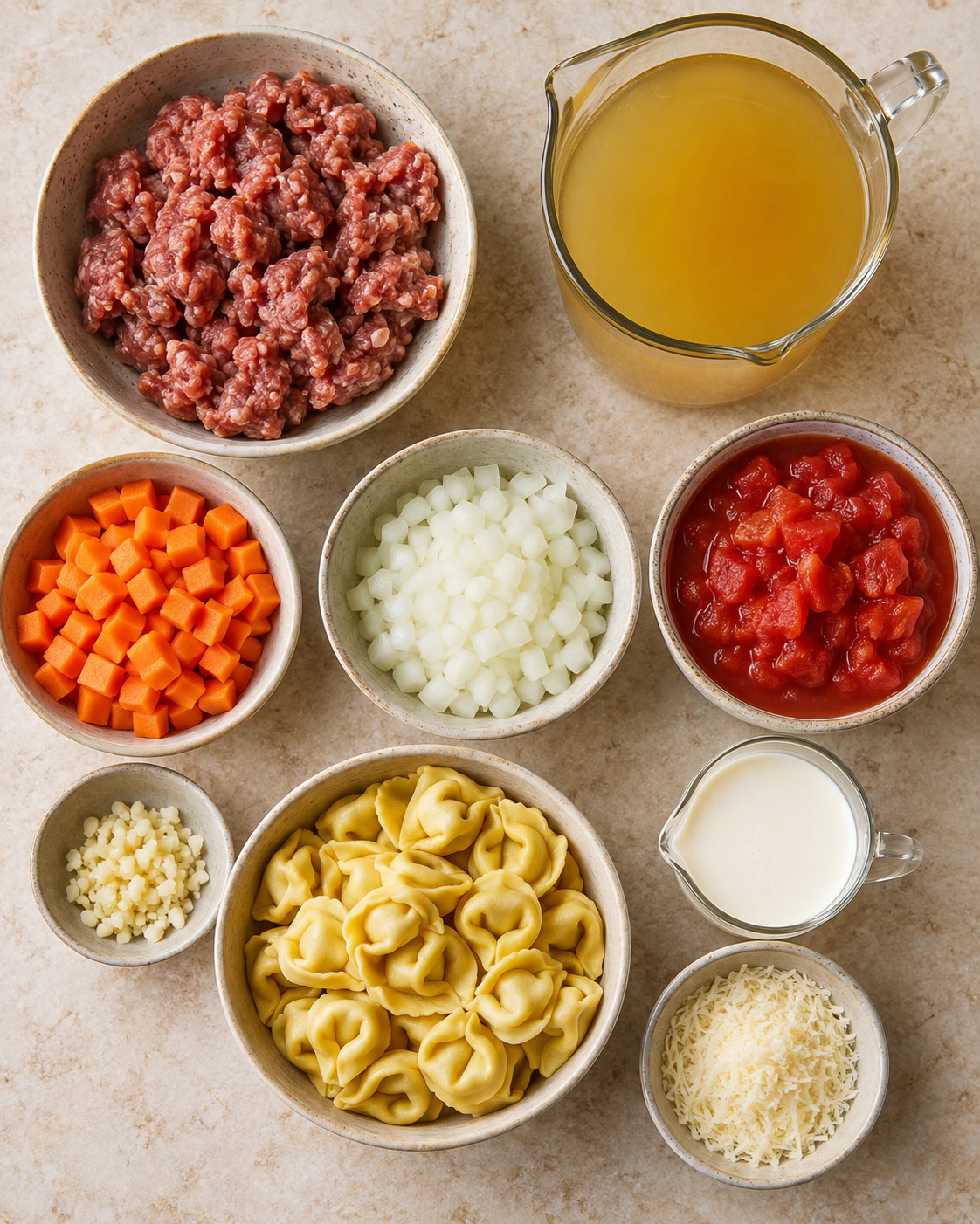 Exact measured ingredients for Creamy Pasta Soup