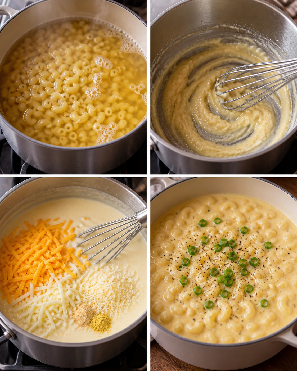 Four chronological preparation stages for Cozy Comfort Bowl