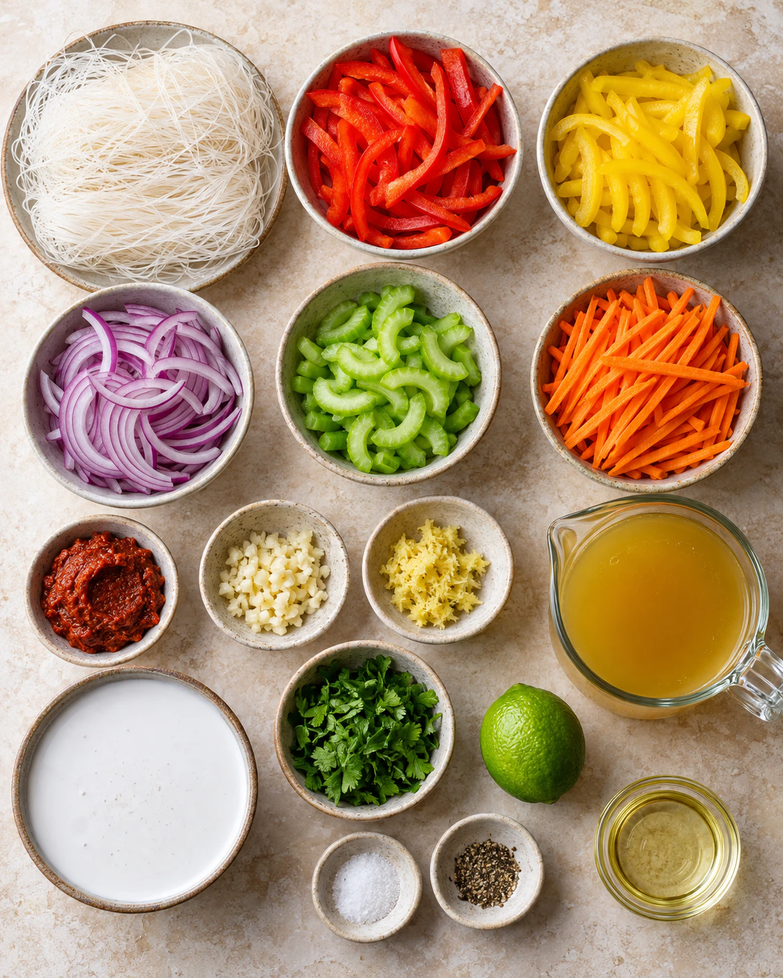 Exact measured ingredients for Thai Coconut Curry Soup