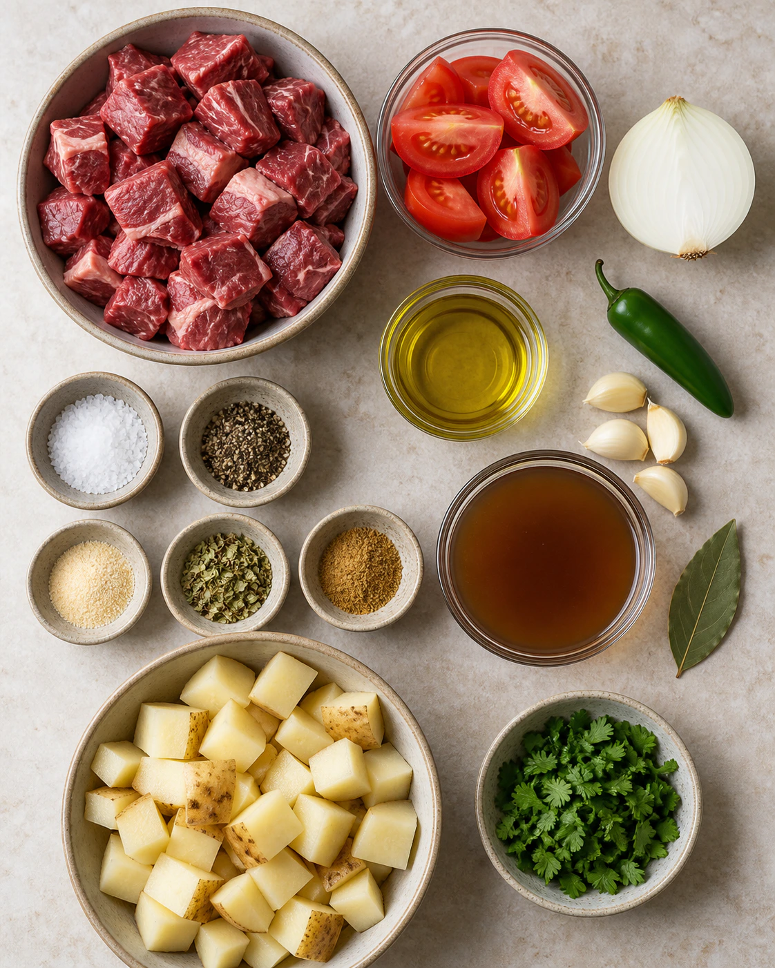 Exact measured ingredients for Mexican Beef Stew