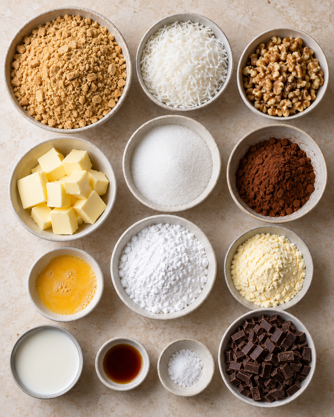 Exact measured ingredients for Nanaimo Bars