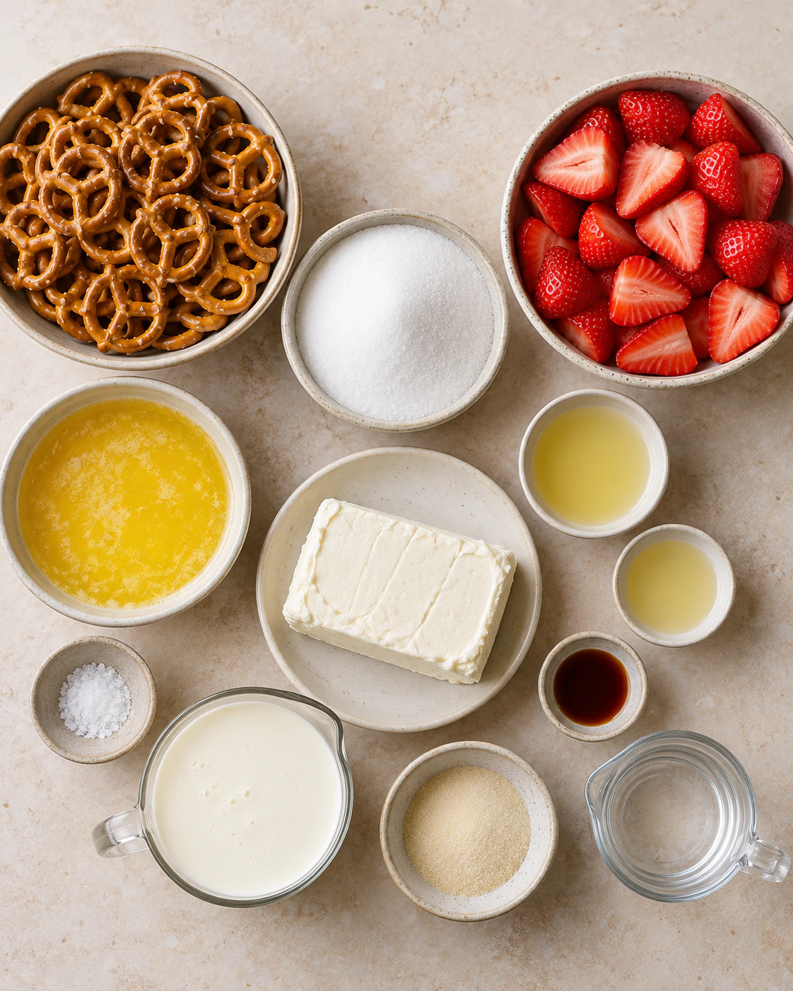 Exact measured ingredients for Strawberry Pretzel Salad