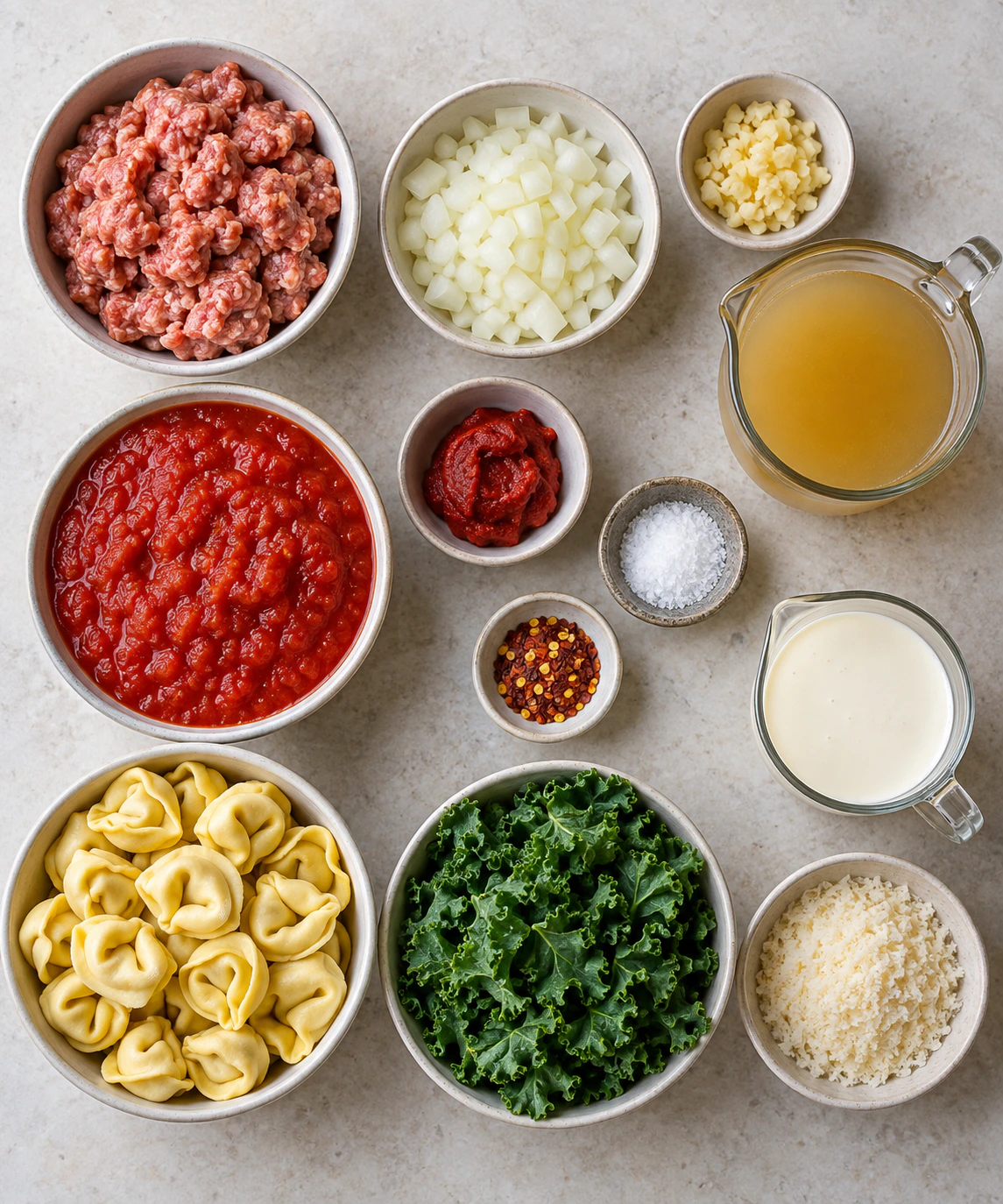 Exact measured ingredients for Creamy Pasta Soup