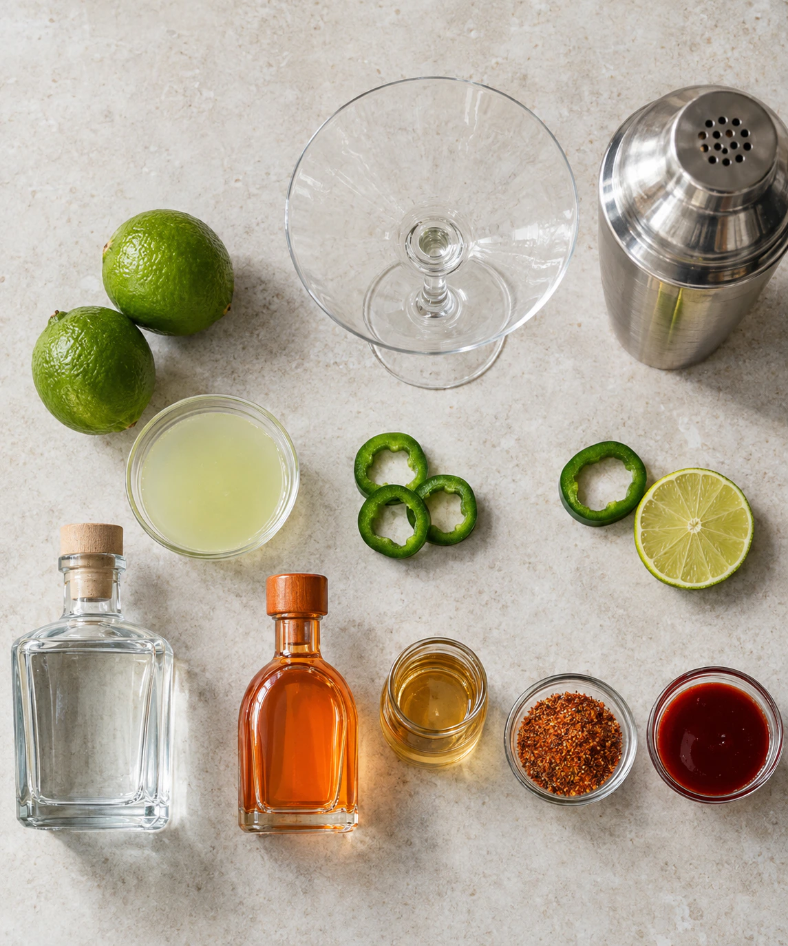 Exact measured ingredients for Fresh Jalapeño Cocktail