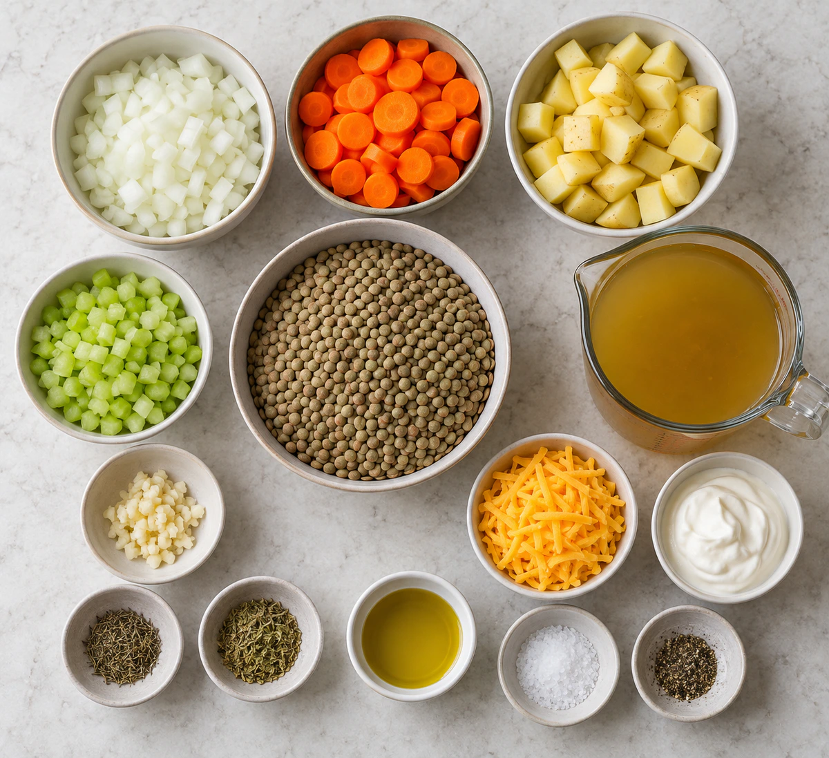 Exact measured ingredients for Vegetarian Lentil Soup