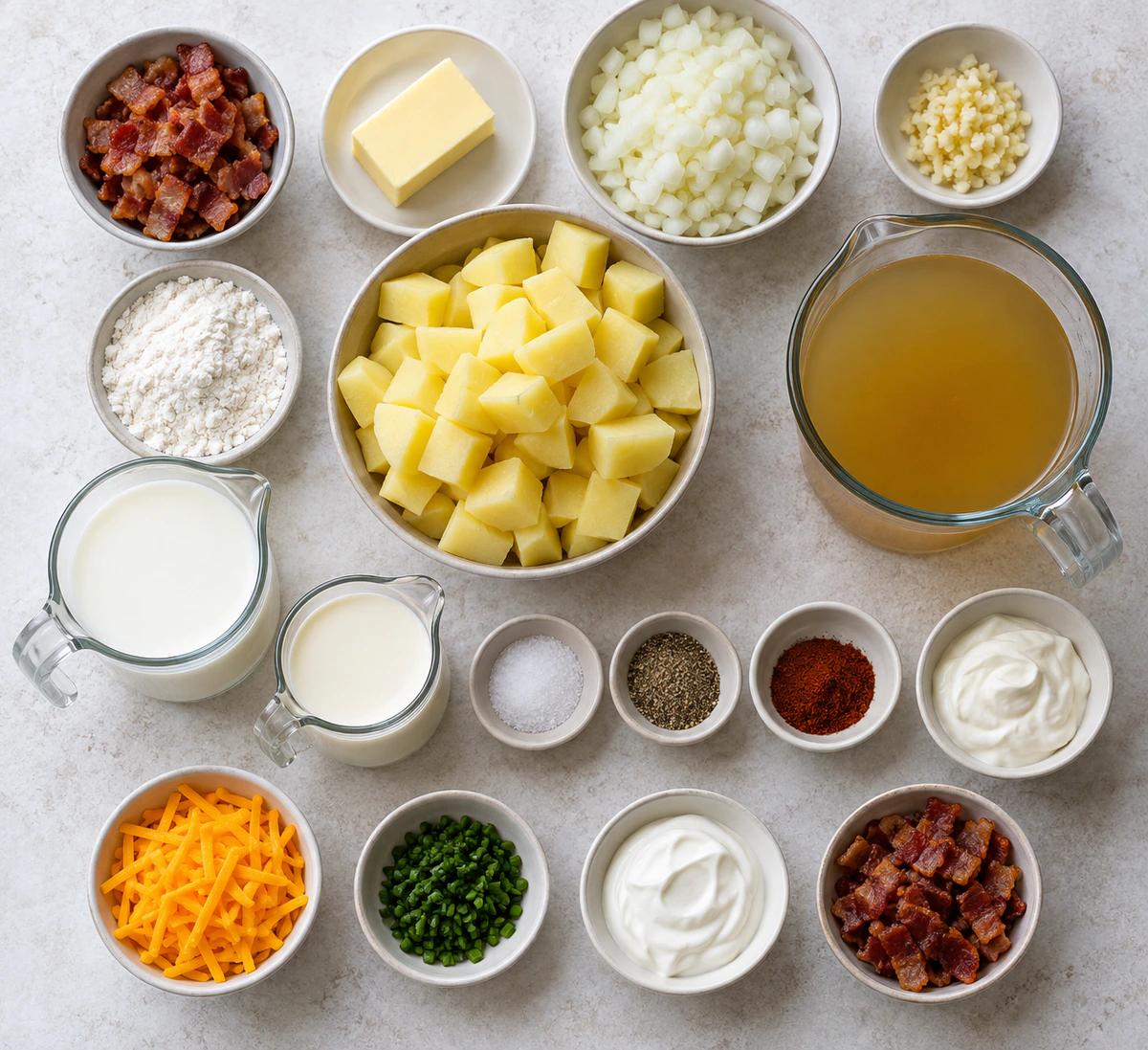 Exact measured ingredients for Creamy Potato Soup