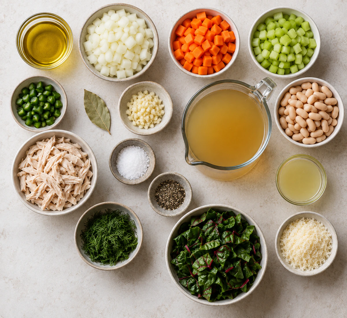 Exact measured ingredients for Hearty Comfort Soup
