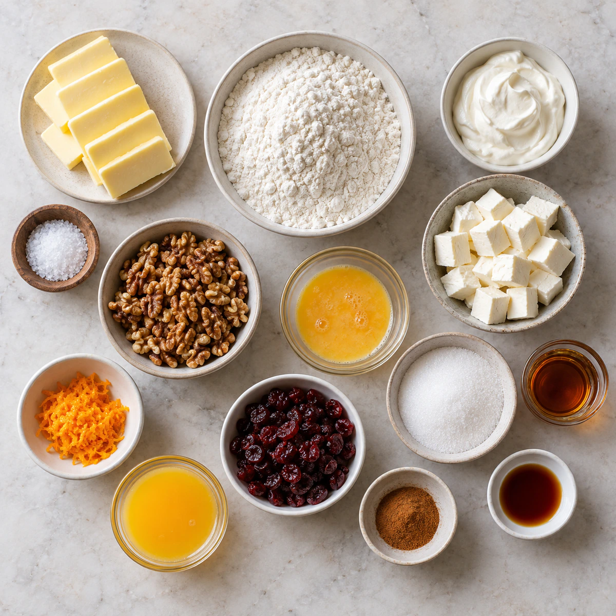 Exact measured ingredients for Cranberry Orange Rugelach
