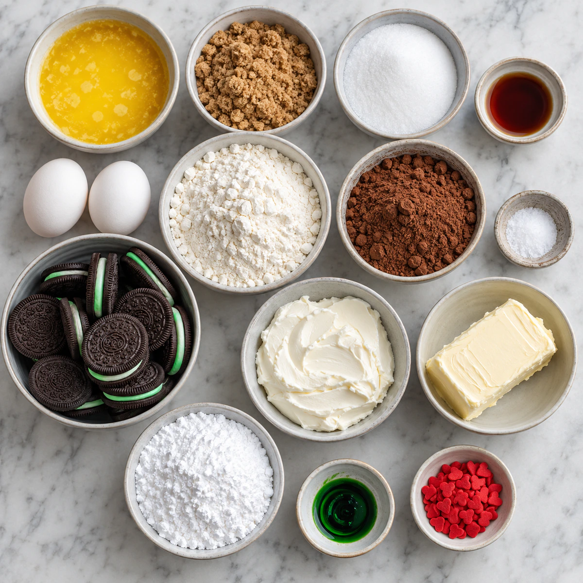 Exact measured ingredients for Grinch Brownies