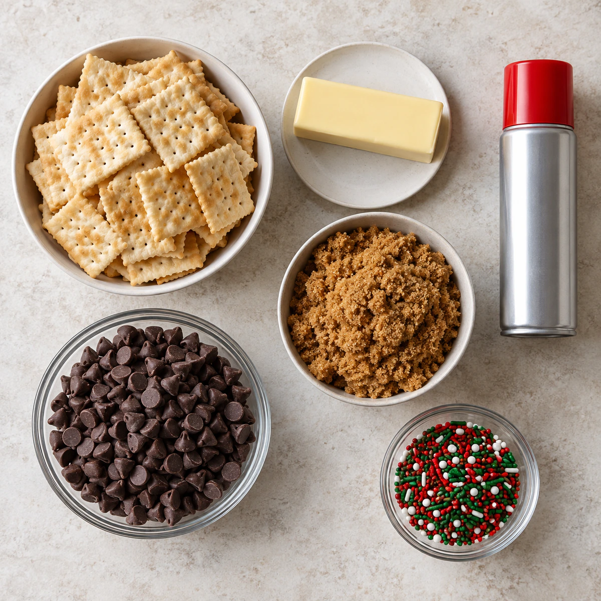 Exact measured ingredients for Christmas Crack Toffee