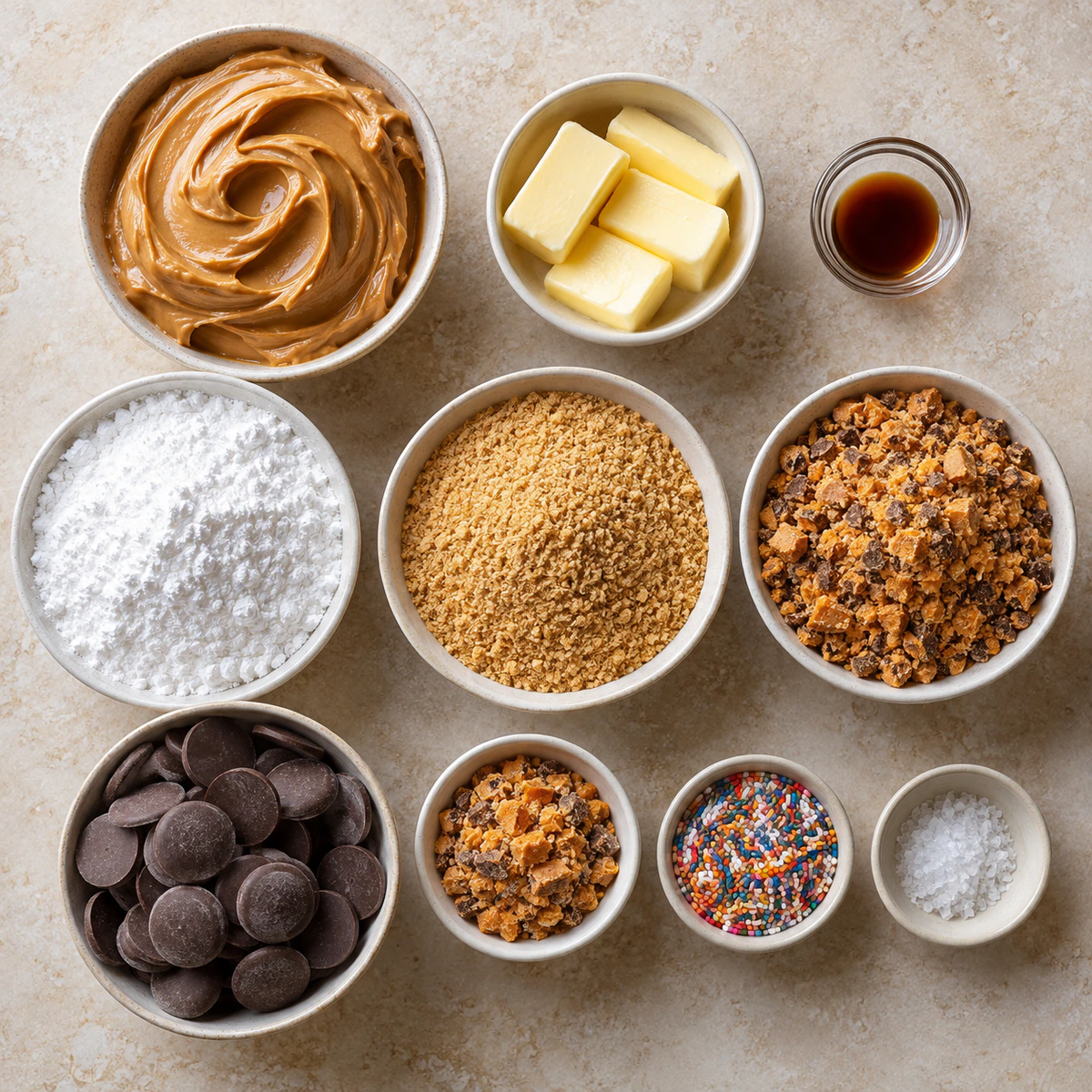 Exact measured ingredients for Sweet Peanut Butter Treats