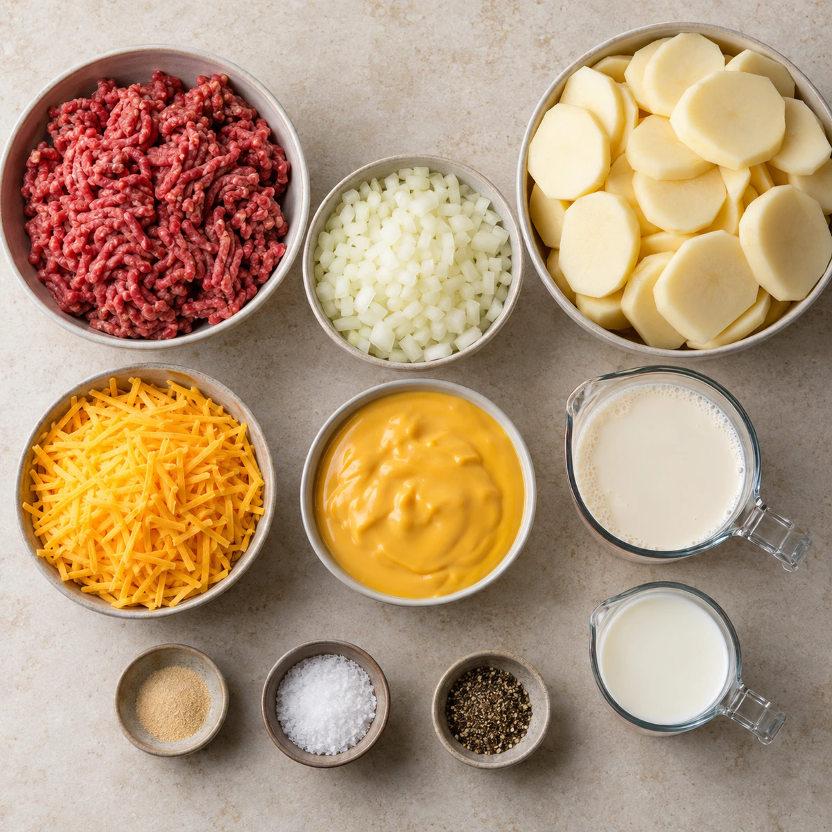Exact measured ingredients for Layered Beef Potato Bake