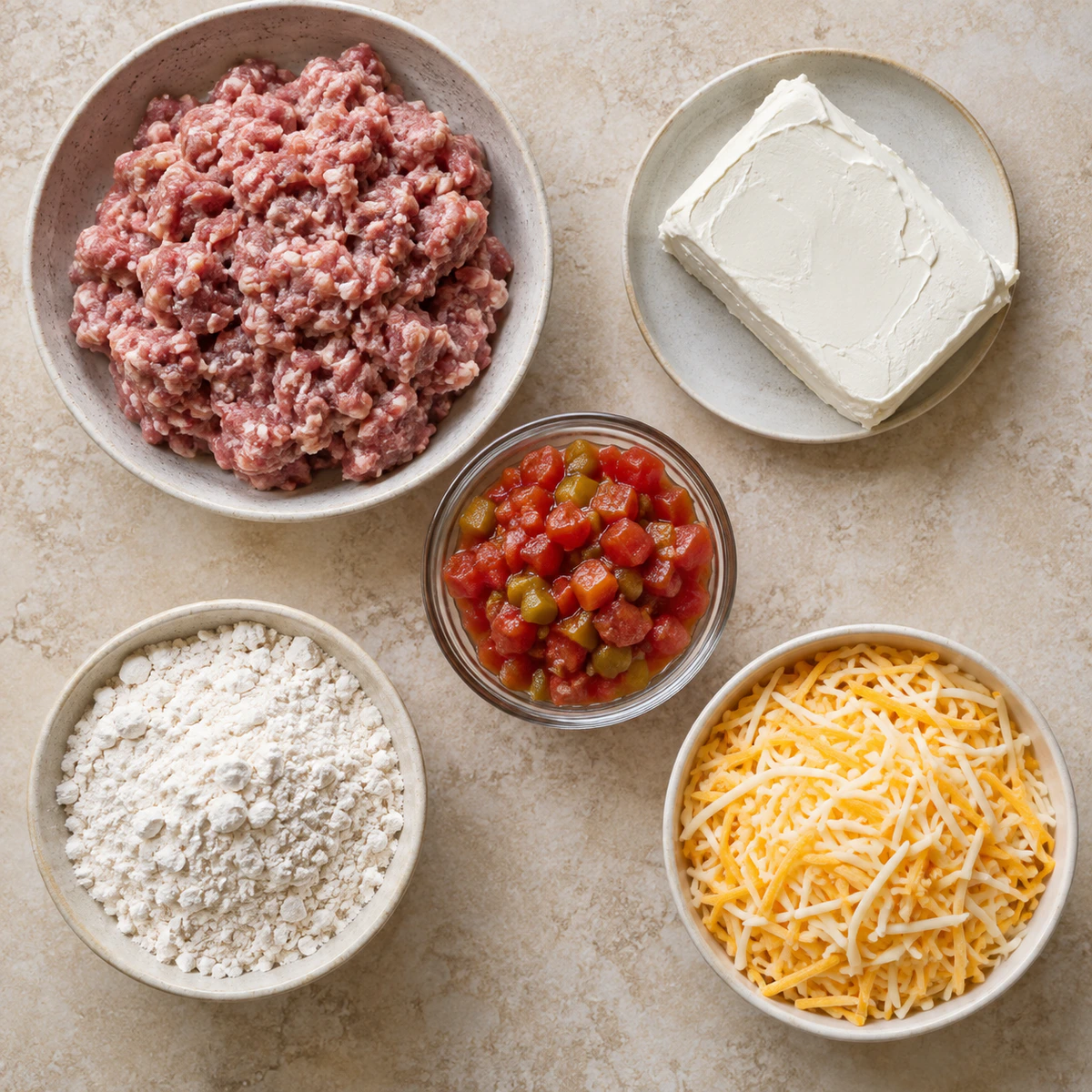 Exact measured ingredients for Cheesy Sausage Party Bites