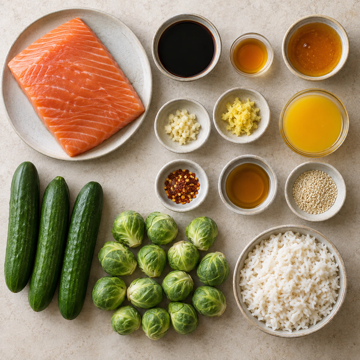 Exact measured ingredients for Teriyaki Salmon Bowl