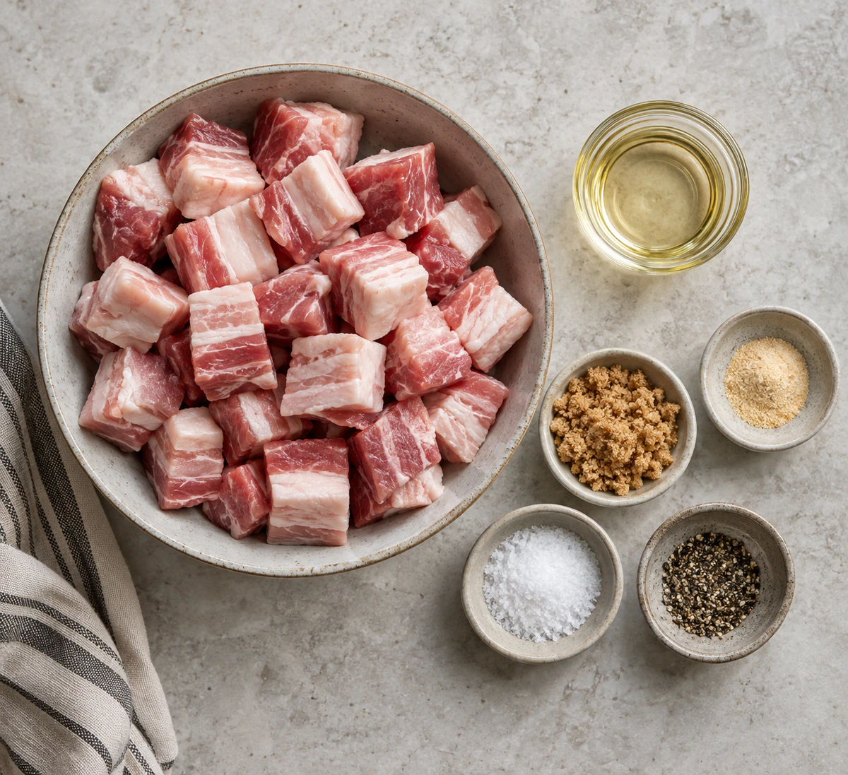 Exact measured ingredients for Crispy Pork Belly Bites
