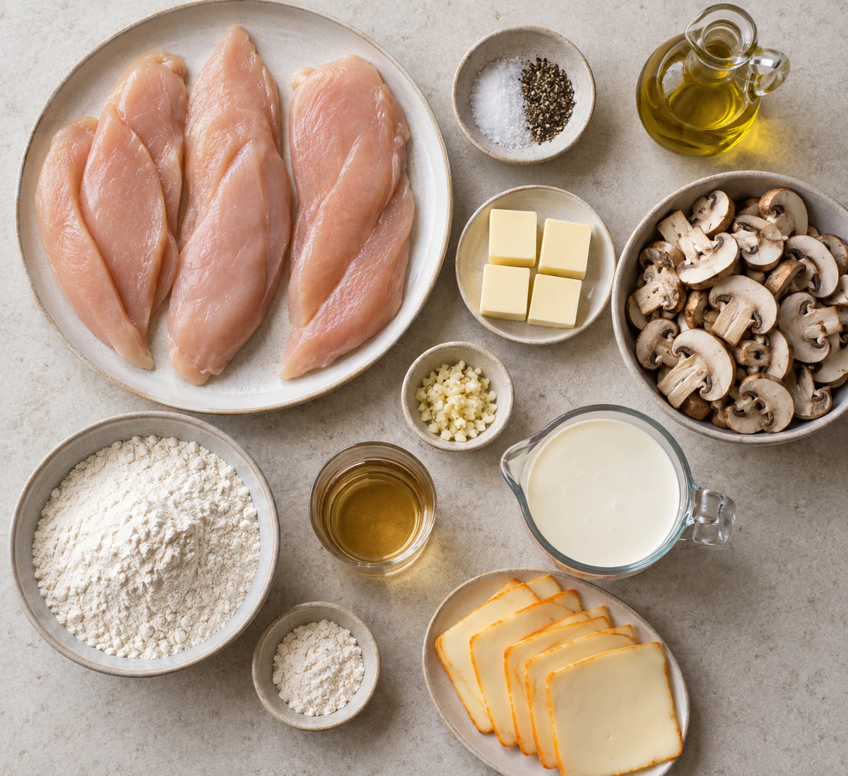 Exact measured ingredients for Creamy Mushroom Chicken Bake