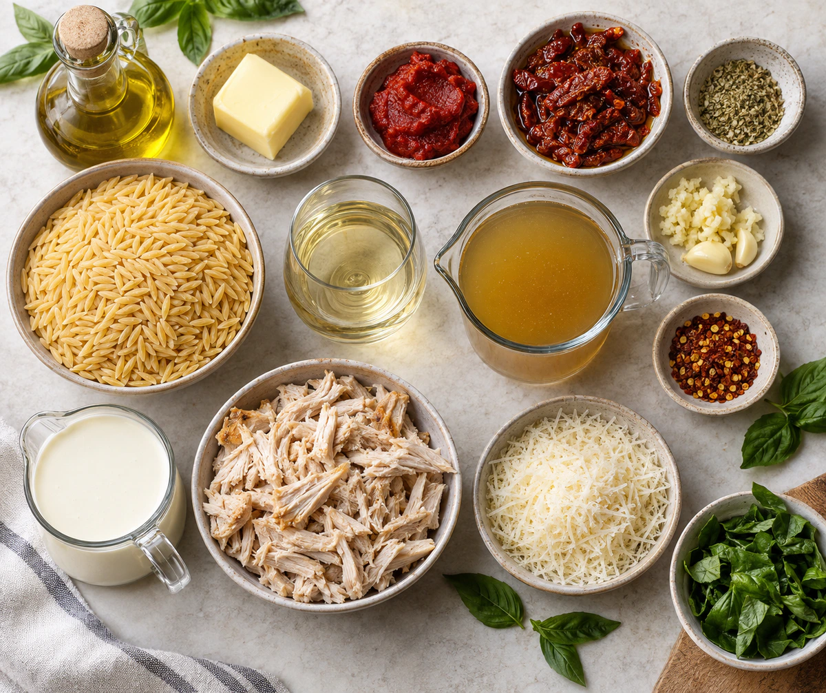 Exact measured ingredients for Creamy One-Pot Chicken Orzo