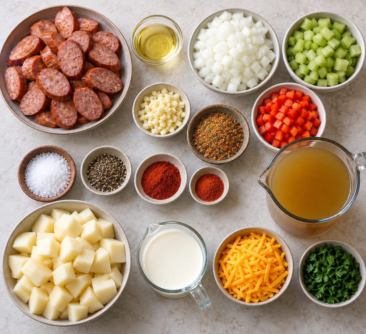 Exact measured ingredients for Spicy Sausage Potato Soup