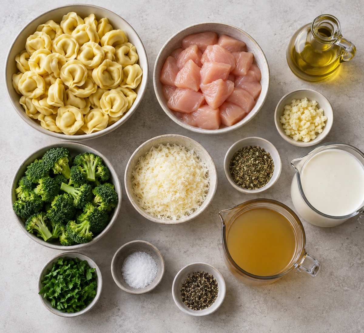 Exact measured ingredients for Garlic Parmesan Chicken Tortellini