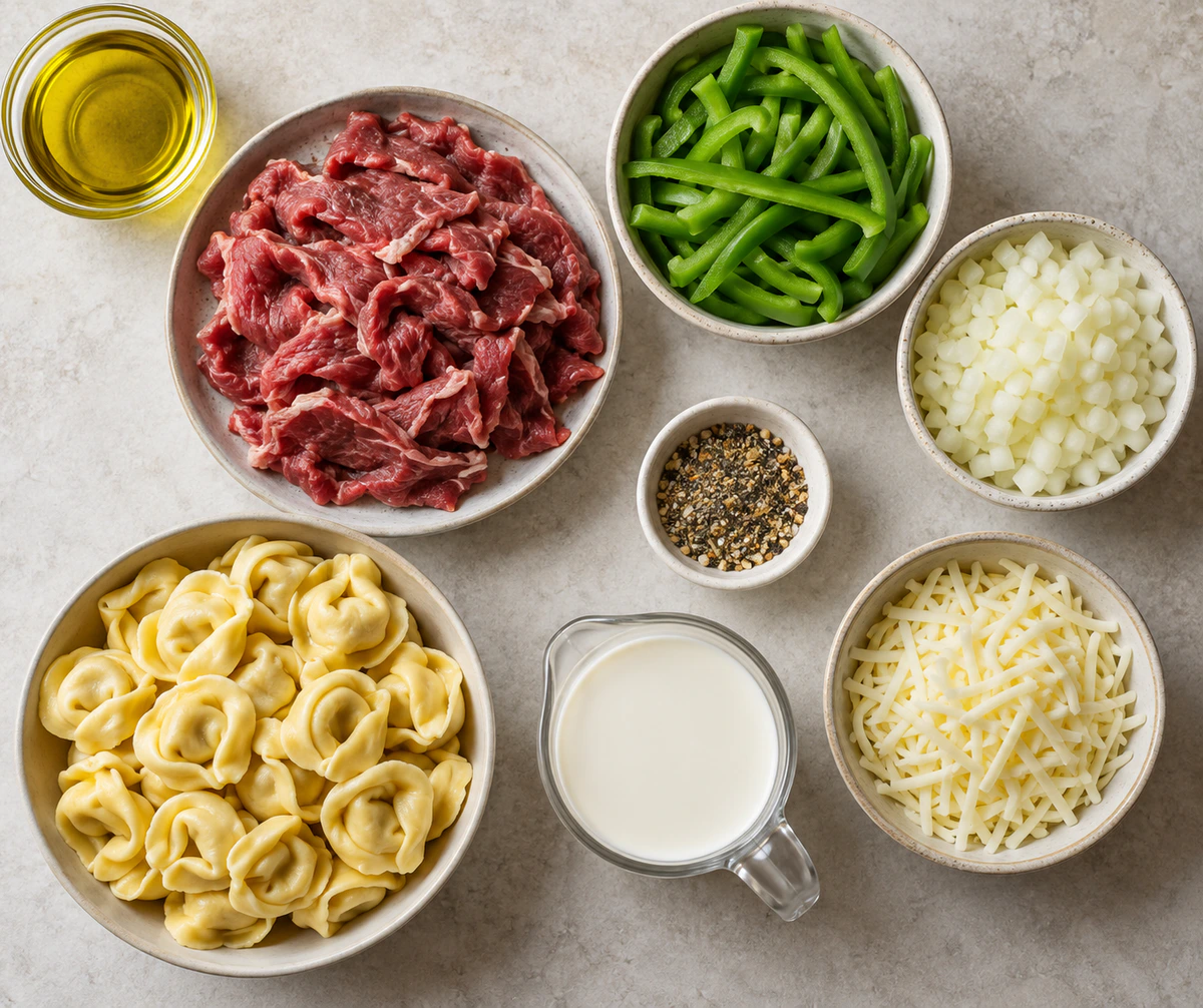 Exact measured ingredients for Quick Steak & Pasta Skillet