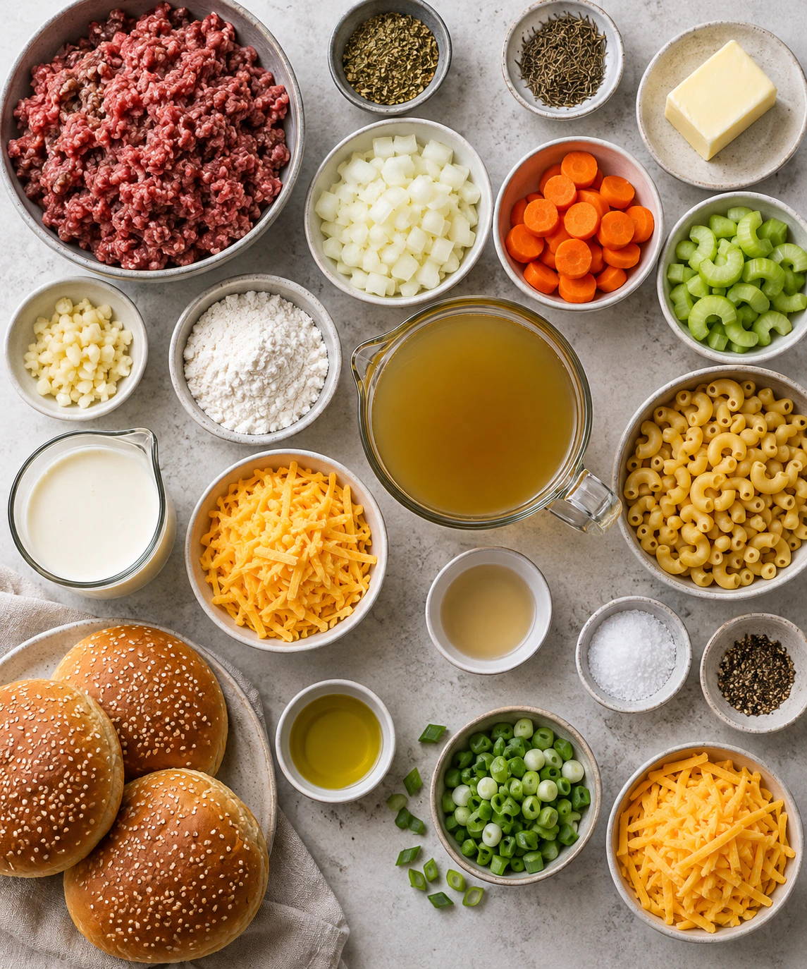 Exact measured ingredients for Cheeseburger Mac Soup
