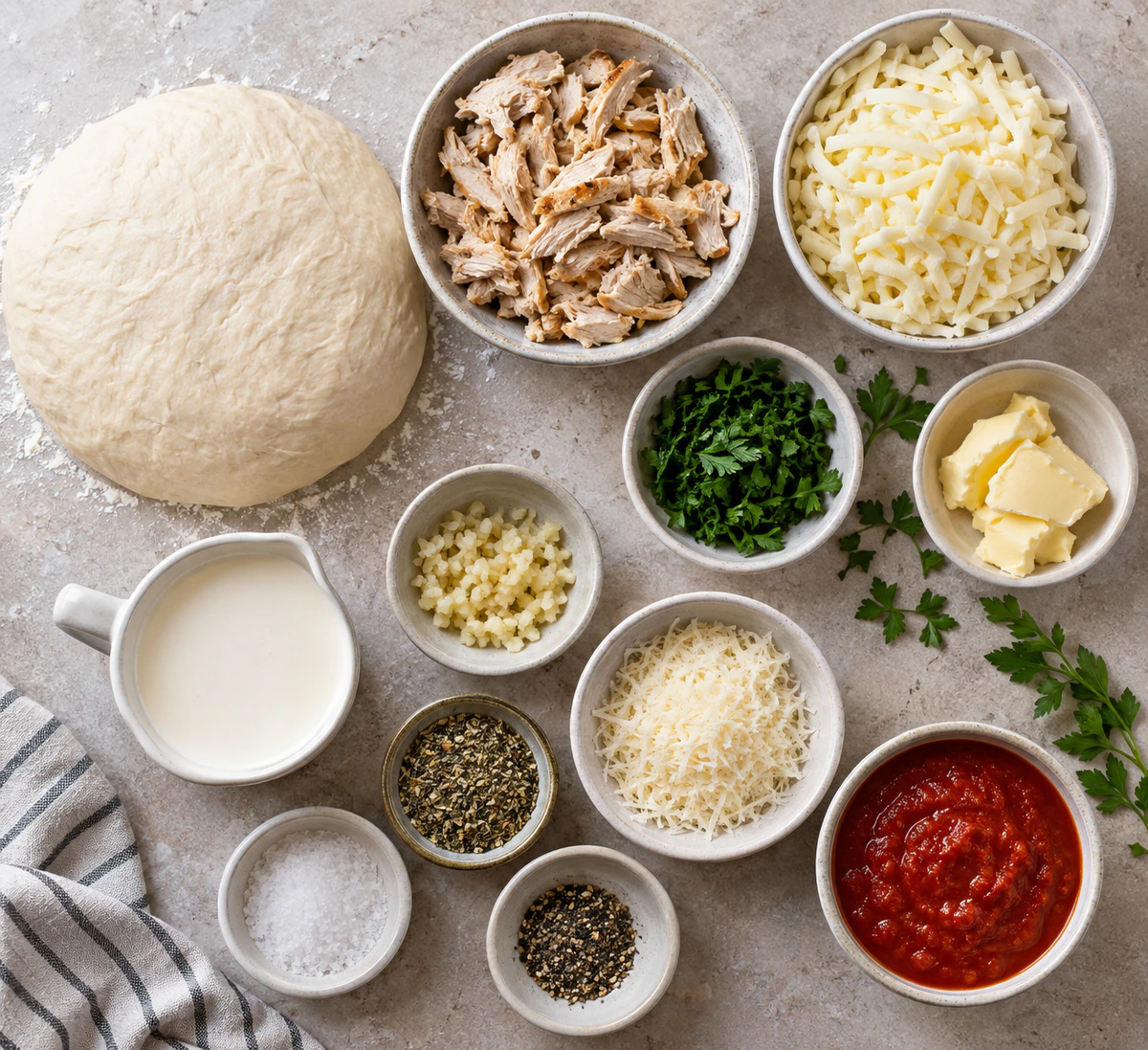 Exact measured ingredients for Cheesy Chicken Pockets