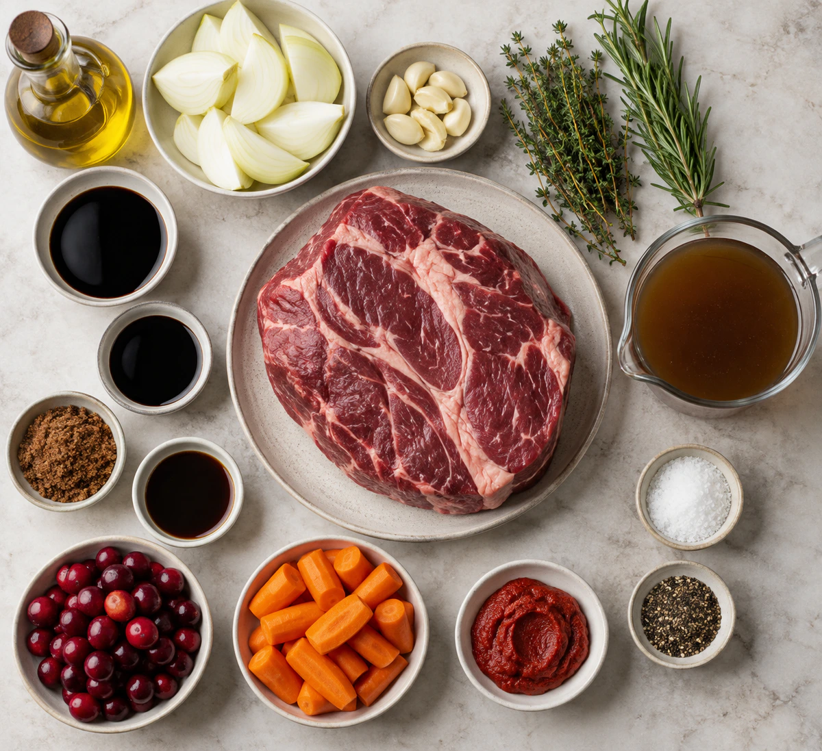 Exact measured ingredients for Holiday Balsamic Beef